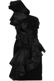 Notte By Marchesa Ruffled One-shoulder Silk-satin Dress - Lyst