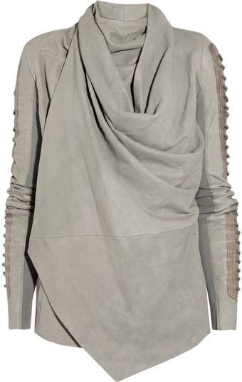 Rick Owens Draped Cracked-leather Jacket - Lyst