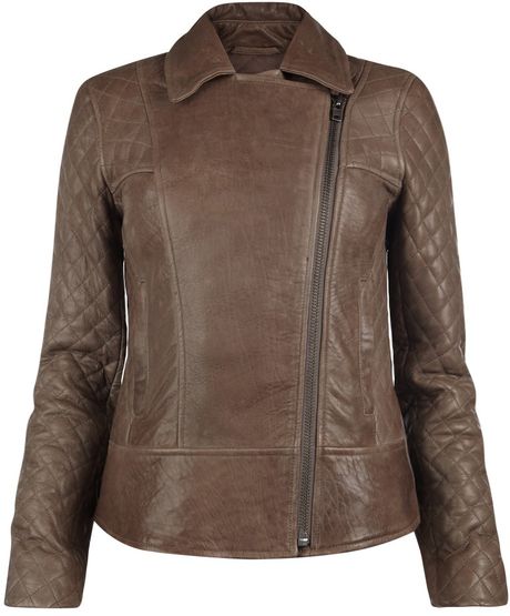 Allsaints Rally Leather Jacket in Brown (taupe) - Lyst