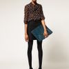 Asos Collection Asos Croc Embossed Leather Portfolio Clutch Bag in Green (mallard) - Lyst