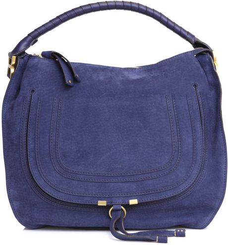 Chloé Nubuck Marcie Bag in Blue - Lyst