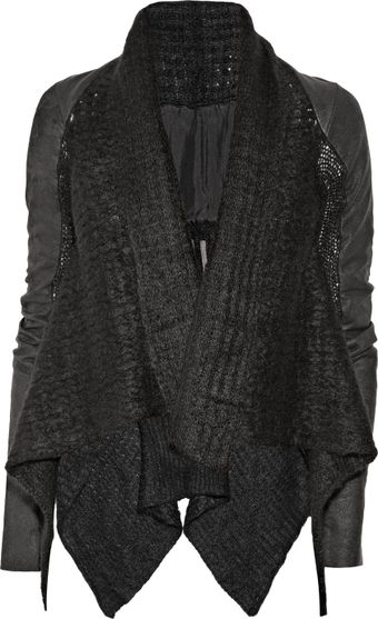 Rick Owens Leather-sleeved Mohair-blend Jacket - Lyst