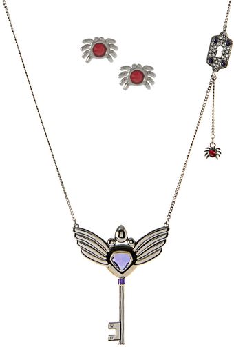 Swarovski Silver Winged Key Passenger Necklace And Earring Set - Lyst