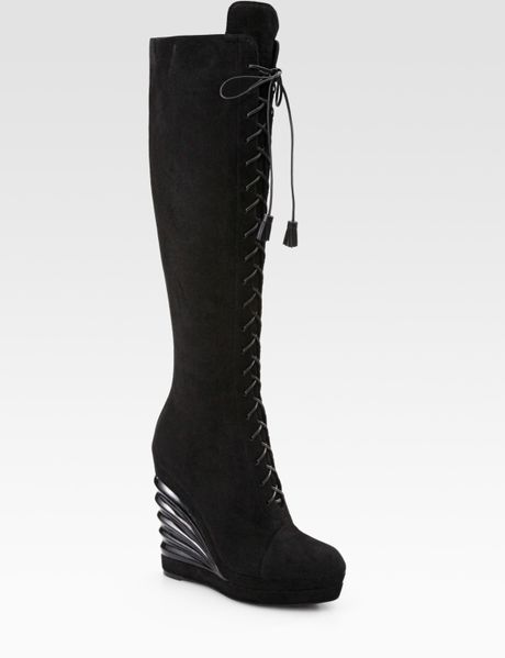 saint laurent suede lace up boots