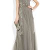 Alberta Ferretti Embroidered Tulle Gown in Gray (anthracite) - Lyst