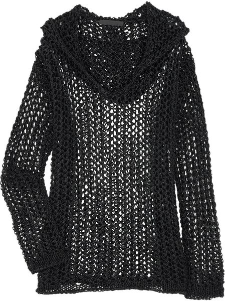 Alexander Wang Openknit Cottonblend Sweater in Black - Lyst