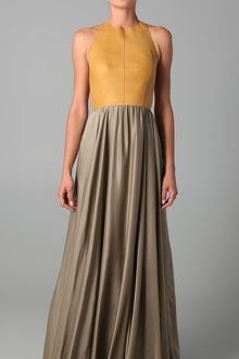 Derek Lam Halter Gown with Leather Bodice - Lyst
