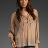 Dolan Lived in Lace Up Blouse in Pink - Lyst