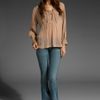 Dolan Lived in Lace Up Blouse in Pink - Lyst