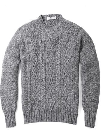  Mid Grey Merino Cashmere Aran Crew Knit 