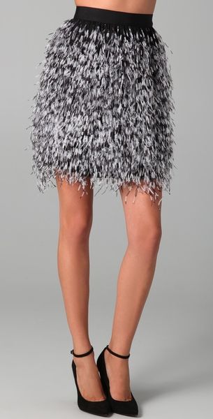 Lela Rose Feather Miniskirt - Lyst