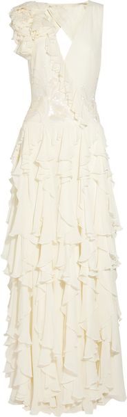 Matthew Williamson Backless Silkchiffon Gown in White (ivory) - Lyst