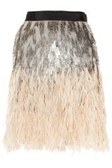 Matthew Williamson Feather and Sequin-embellished Silk Skirt