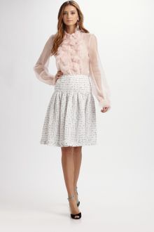Oscar de la Renta Silk Organza Blouse - Lyst
