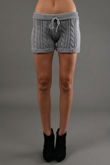 Sena Cable Knit Shorts in Grey  - Lyst