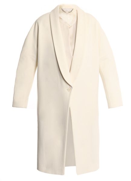 Stella Mccartney Felted Wool Coat in Beige (cream) - Lyst