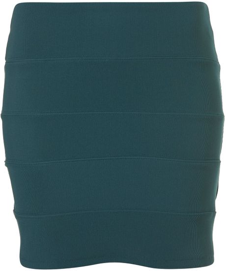 Topshop Panel Bodycon Skirt in Blue (teal) - Lyst