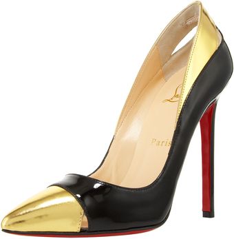 Christian Louboutin Two-tone Cutout Pump - Lyst