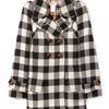 Sonia By Sonia Rykiel Check Pea Coat in Black (pea) - Lyst