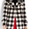 Sonia By Sonia Rykiel Check Pea Coat in Black (pea) - Lyst
