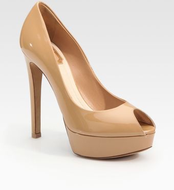 Dior Miss Patent Leather Peep Toe Pumps - Lyst