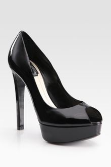 Dior Miss Patent Leather Peep Toe Pumps - Lyst