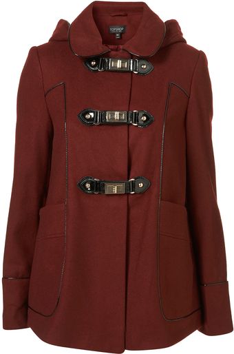 Topshop Metal Clasped Hooded Coat - Lyst