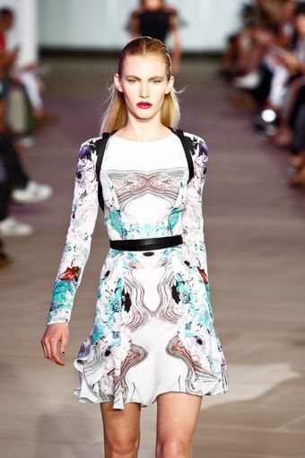 Prabal Gurung Spring 2012 White Print Long Sleeve Dress - Lyst