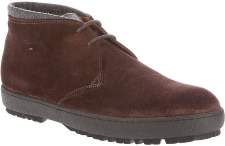 Santoni Suede Ankle Boot in Brown for Men - Lyst