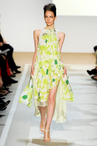 Diane Von Furstenberg Spring 2012 Green Floral Ruffle Dress - Lyst