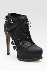 Dior Guetre Lace Up Leather And Crocodile Print Ankle Boots