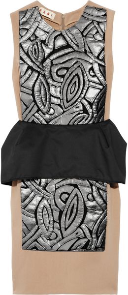  Appliqué Peplum Wool-blend Dress 
