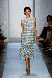 Suno Spring 2012 Gray Check Mid-Length Mermaid Dress - Lyst