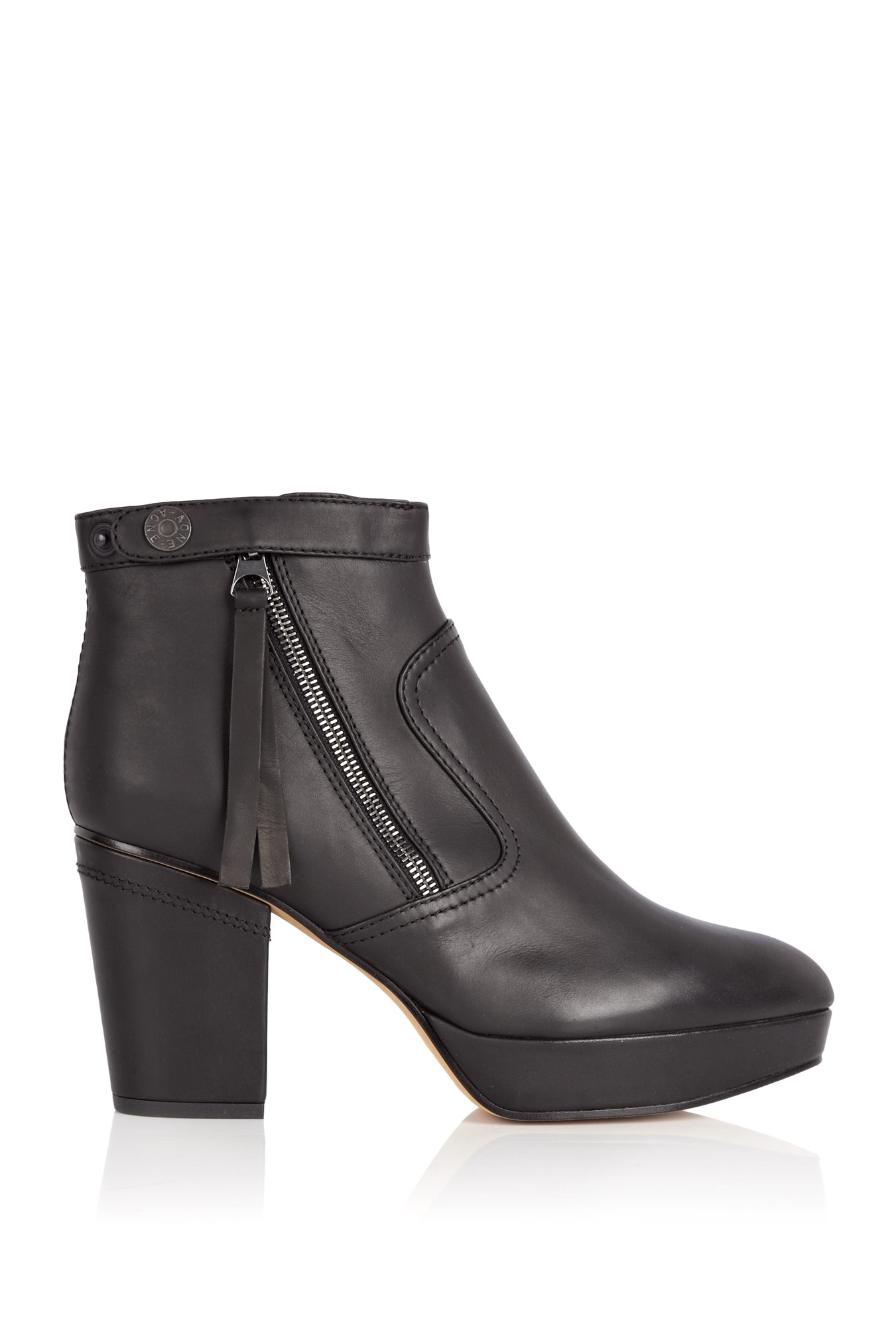 Acne Studios Black Track Zip Ankle Boot in Black Lyst