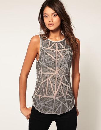 ASOS Collection Asos Diamond Embellished Dipped Vest - Lyst