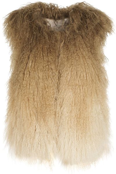 Matthew Williamson Dégradé Mongolian Lamb Gilet in Beige (camel) - Lyst