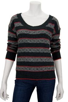 Splendid Fair Isle Sweater in Charcoal and Poppy - Lyst