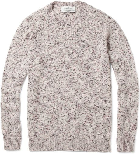 Saint Laurent Flecked Loose-knit Cashmere Sweater in Beige for Men