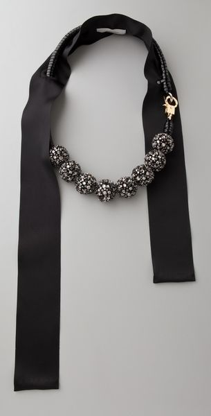 3.1 Phillip Lim Rhinestone Embroidered Circle Bead Necklace in Black - Lyst
