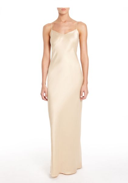 Alexander Wang Silk Charmeuse Long Dress in Beige (camel) - Lyst