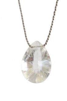 Bijouxbar By Vivien Frank Crystal Quartz Wish Necklace On Gray Silk - Lyst