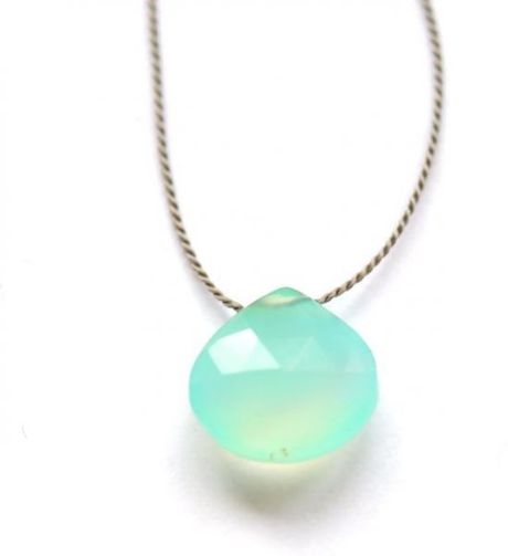 Bijouxbar By Vivien Frank Wish Necklace with Chalcedony and Silk in Blue (gray) - Lyst