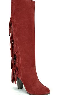 Diane Von Furstenberg Penn - Cranberry Suede Fringe Boot - Lyst