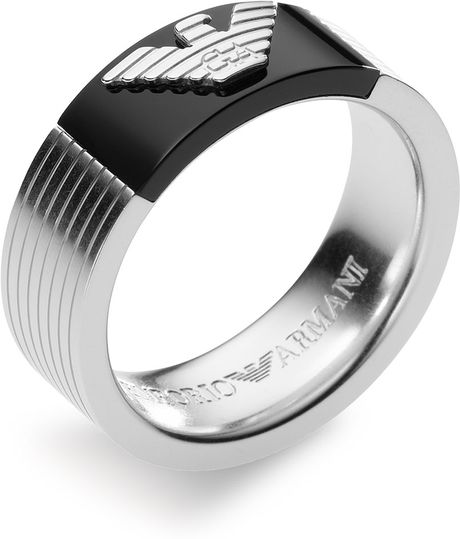 Emporio Armani Eagle Logo Ring in Silver for Men - Lyst