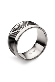 Emporio Armani Stainless Steel Logo Ring - Lyst
