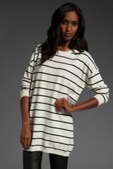 Mink Pink Varsity Tunic Sweater in Off White/black