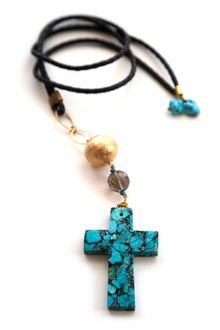 Mojee Design Turquoise Cross Charm Necklace - Lyst