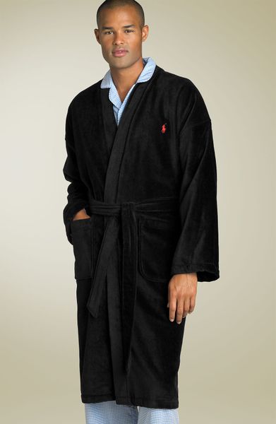 Polo Ralph Lauren Velour Kimono Robe in Black for Men | Lyst