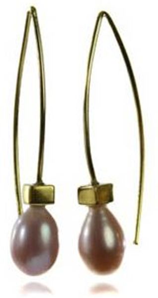 Sikara & Co. Sikaras 18k Vermeil Euro Pin Drop Pearl Earrings in White (pearl) - Lyst