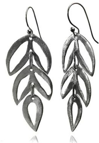 Sikara & Co. Sikaras Three Tiered Brushed Leaf Earrings - Lyst